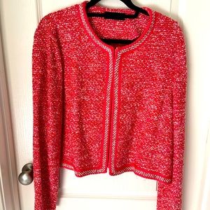 St. John Marled Space Dyed Tweed Knit Trim Jacket